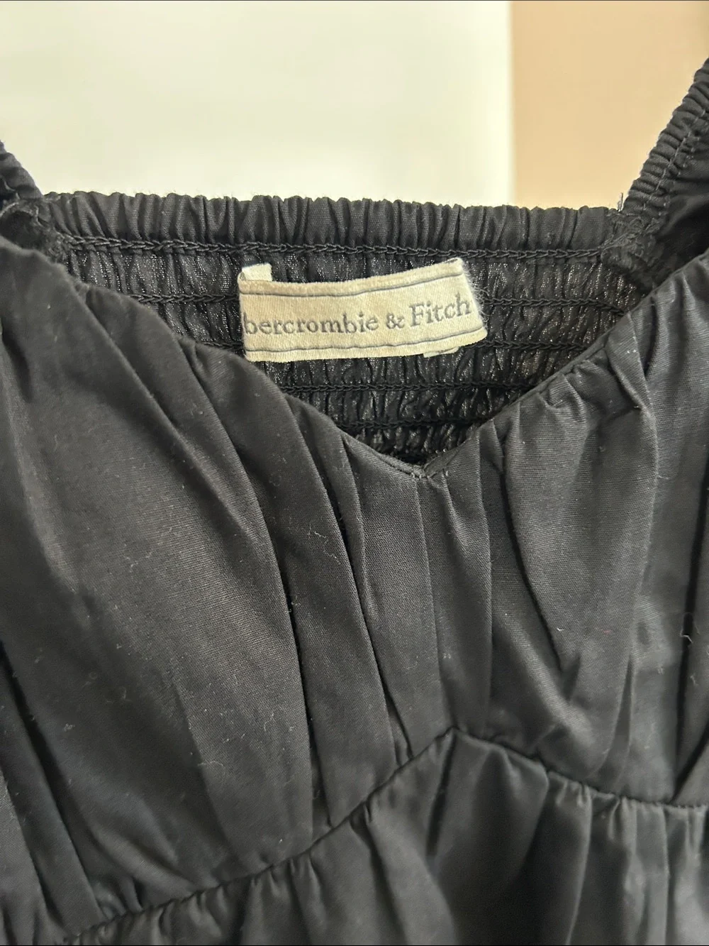 Abercrombie & Fitch Black Smocked Neck Maxi Dress